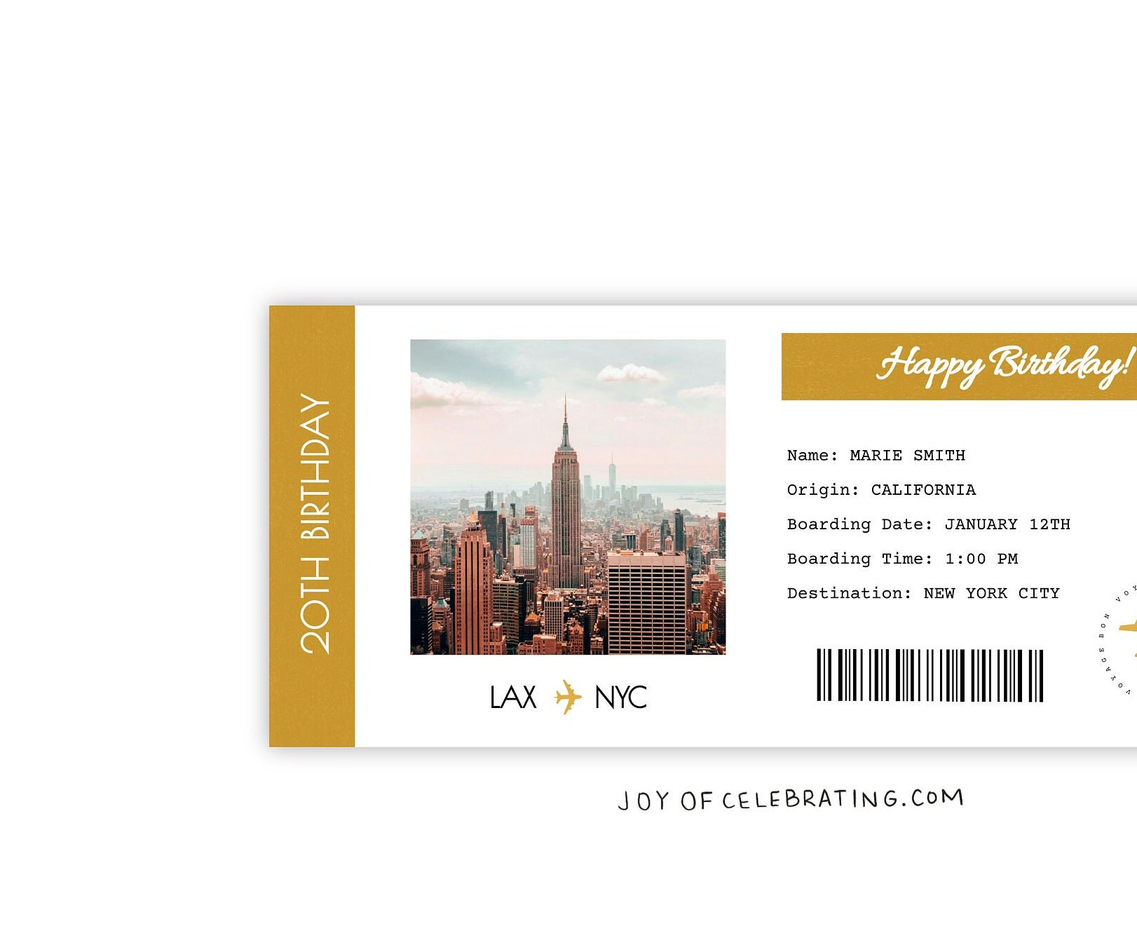 Airplane Travel Ticket Template, Surprise Gift, Plane Voucher Coupon ...