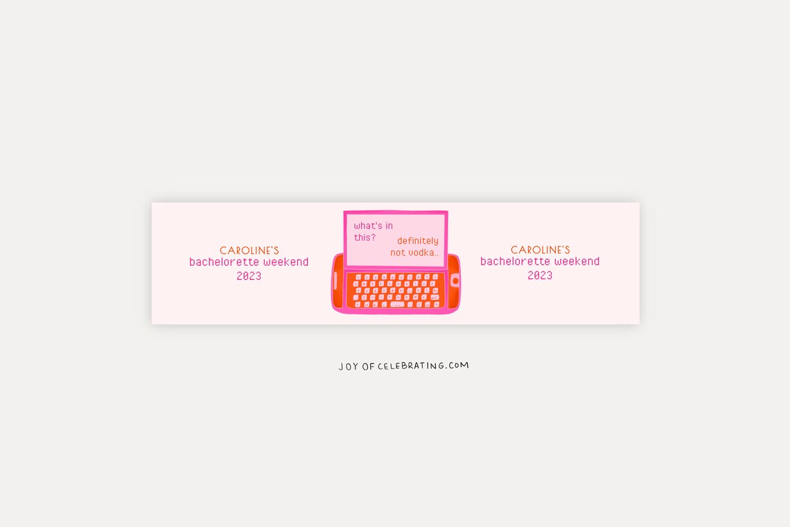 Y2K Sidekick | Water Bottle Label Template, Funny 2000s 90s Pink Orange ...