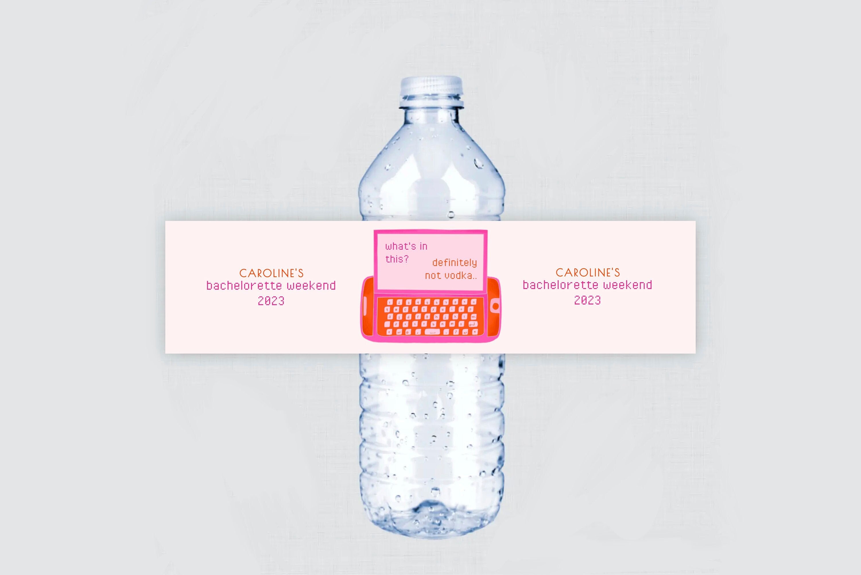 Y2K Sidekick | Water Bottle Label Template, Funny 2000s 90s Pink Orange ...