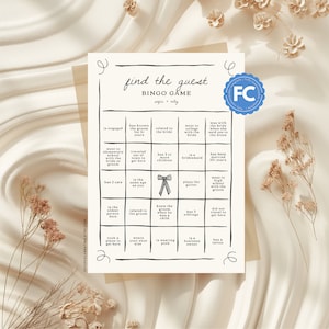 Sofía / Encuentra la tarjeta de bingo de boda invitada para bodas neutrales estilo garabato dibujado a mano, juegos con iconos dibujados a mano, plantilla de boda