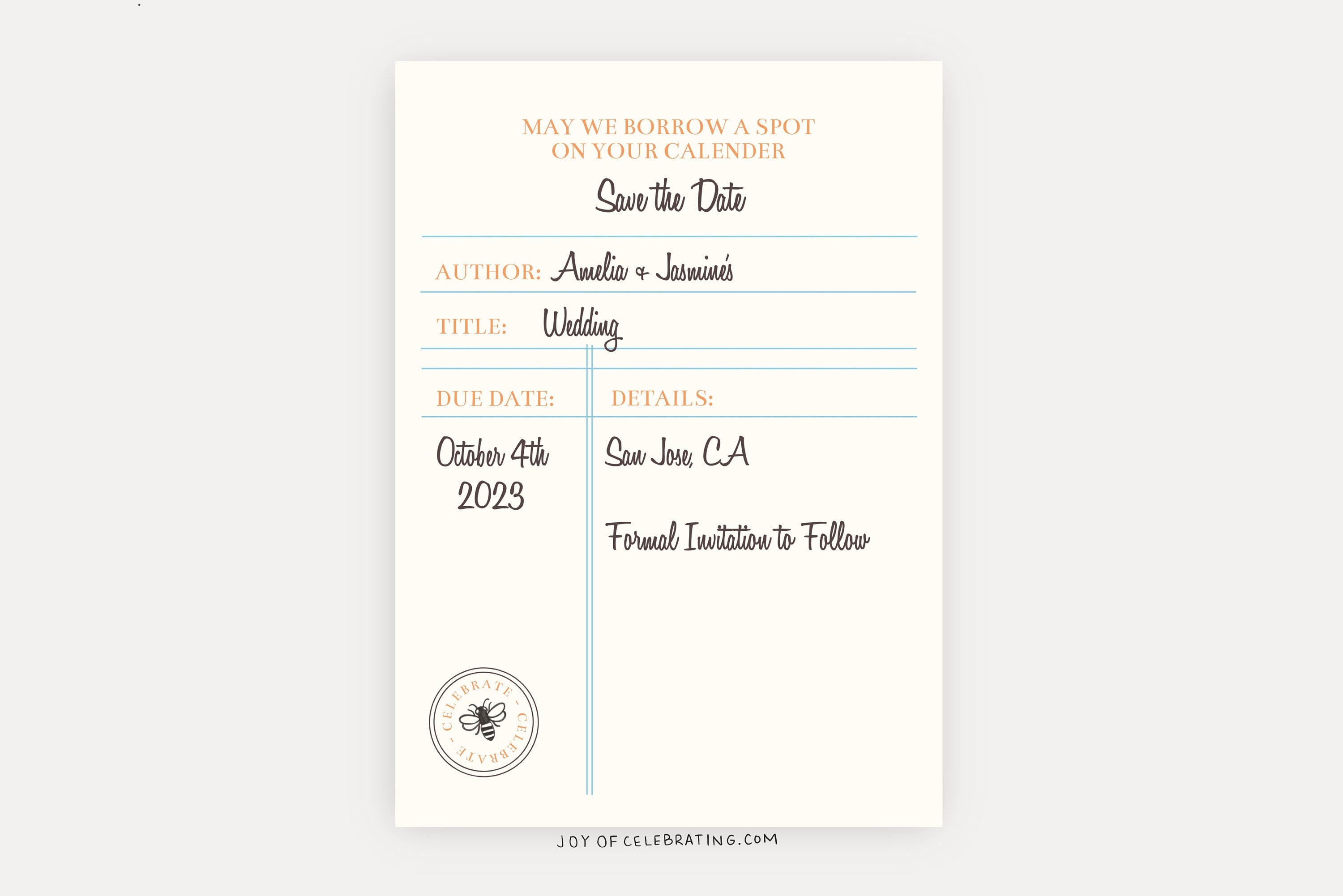 Editable Library Slip Library Slip | Unique Save the Date Vintage Library Slip Card Style ...