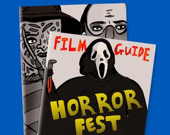 Horror Film Zine - A5 illustrated zine. ( FAKE film festival guide! ) original art, film, halloween, spooky art, haunted, witch