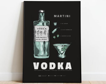 Martini Poster | Vodka Poster | Cocktail Poster | Bar Cart Art | Cocktail Print | Bar Cart Decor
