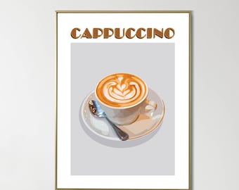 Cappuccino Print | Cappuccino Poster | Minimal Coffee Print | Coffee Wall Art