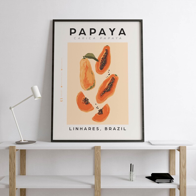 Papaya Print Papaya Wall Art Fruit Print Poster Fruit Etsy