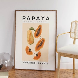 Papaya Print | Papaya Wall Art | Fruit Print Poster | Fruit Market Print | Botanical Print