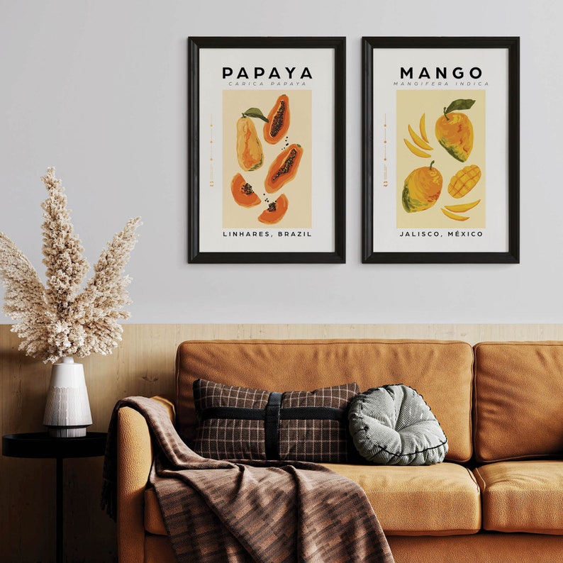Papaya Print Papaya Wall Art Fruit Print Poster Fruit Etsy