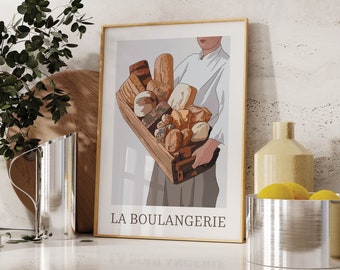 Bakery Print | Bakery Art | French Bakery | Cafe Poster | Cafe Kitchen Decor | Bakery Decor | Baker Bakery Poster