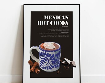 Mexican Hot Chocolate | Hot Chocolate Poster | Cocktail Poster | Hot Chocolate Bar
