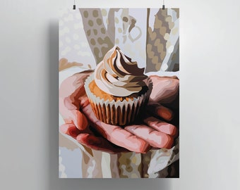 Carrot Cake | Cupcake Painting | Cafe Kitchen Decor | Dessert Art | Cupcake Print | Bakery Decor