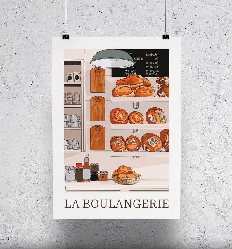 Bakery Poster French Bakery Wall Art Print Dining Room Etsy