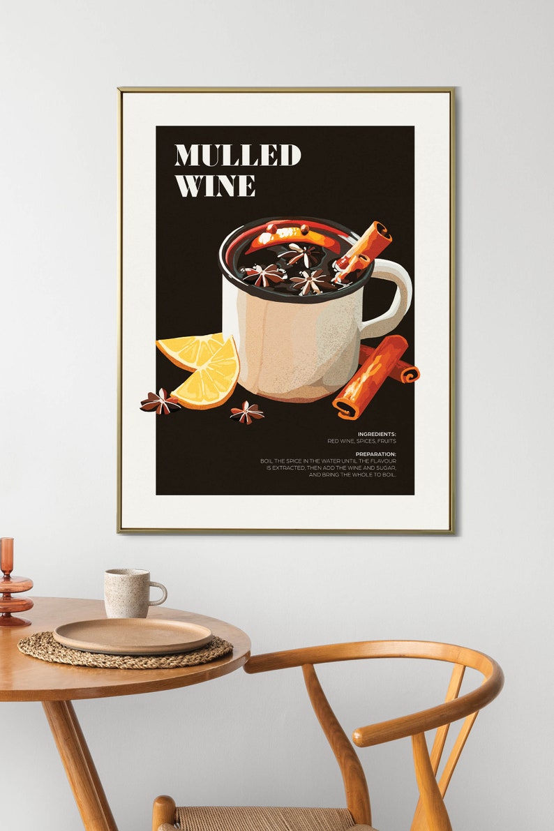 Mulled Wine Poster | Cocktail Poster | Cocktail Print | Wine Cocktail ...