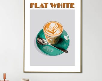 Digital Download Flat White Art Print | Italian Coffee Poster
