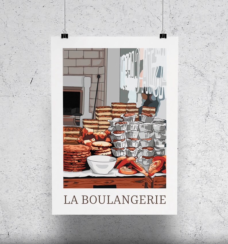 Bakery Poster French Bakery Wall Art Print Dining Room Etsy