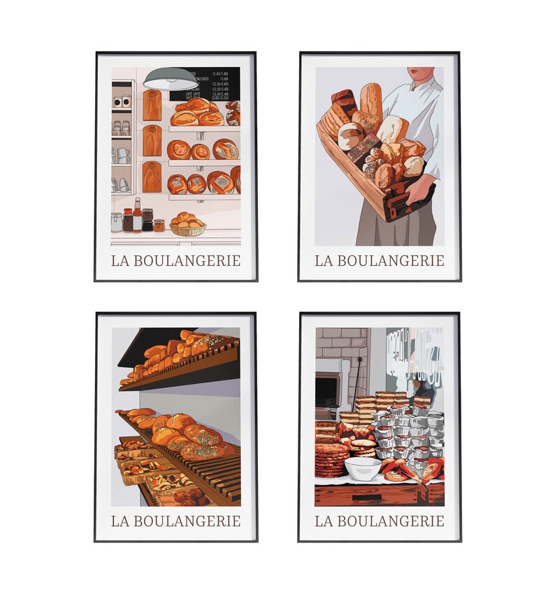 Bakery Poster French Bakery Wall Art Print Dining Room Etsy