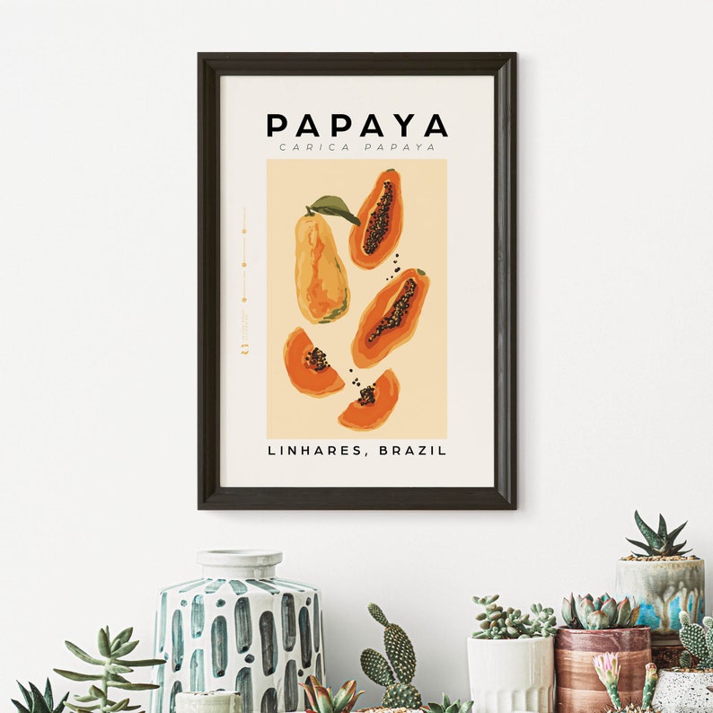 Papaya Print Papaya Wall Art Fruit Print Poster Fruit Etsy