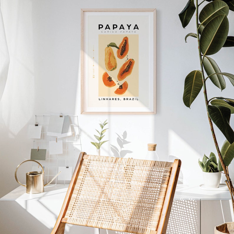 Papaya Print Papaya Wall Art Fruit Print Poster Fruit Etsy