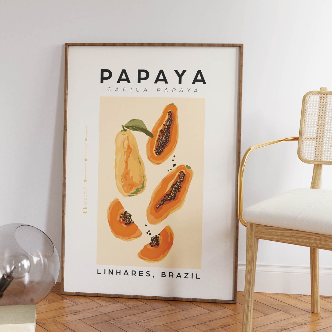 Papaya Print Papaya Wall Art Fruit Print Poster Fruit Etsy