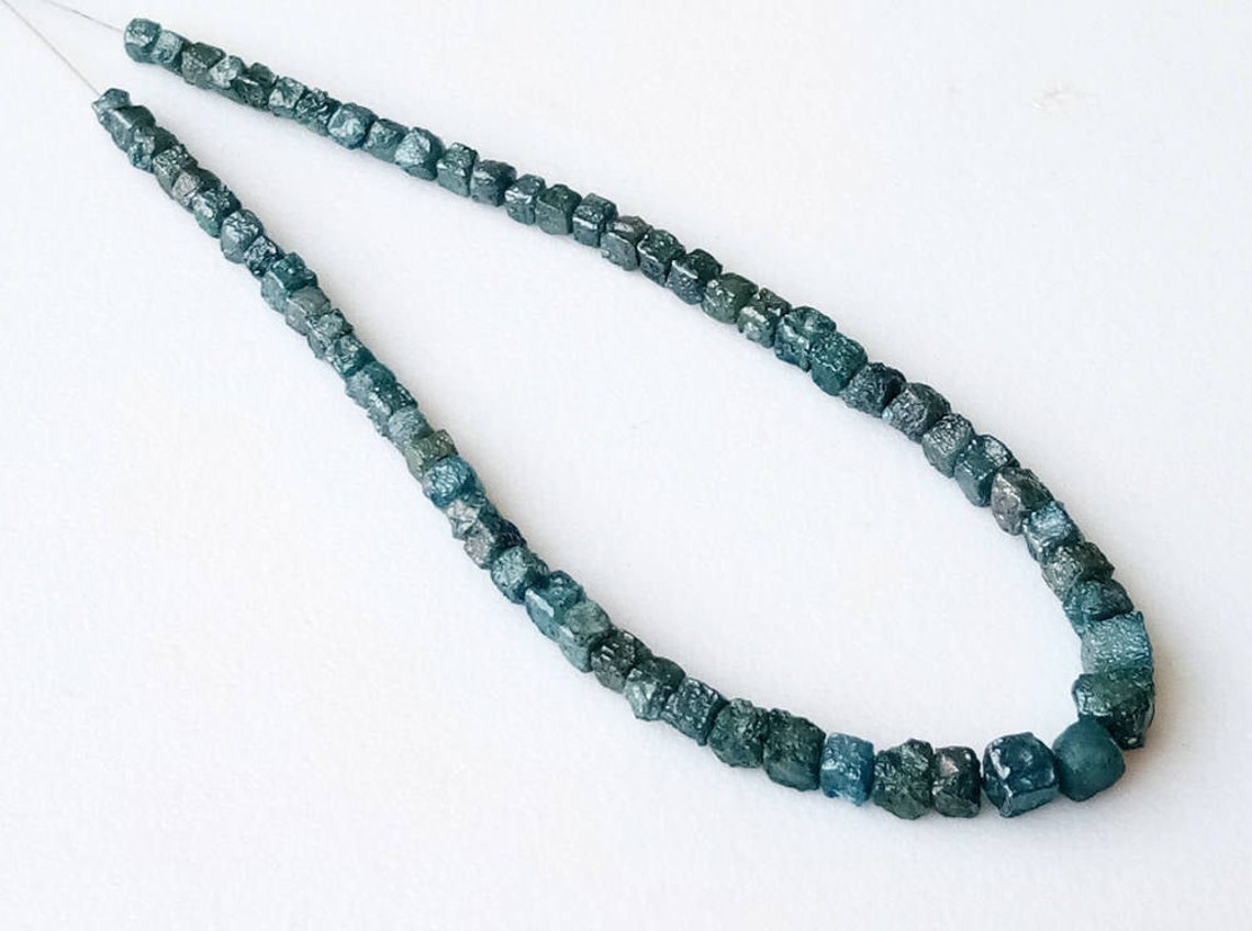 34mm Blue Diamond Box Cubes Blue Drilled Rough Diamond Raw Etsy