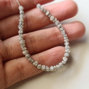 3-4.5mm Grey Rough Diamonds, Natural Grey Raw Uncut Diamond Beads, Rough Diamond Beads, Grey Diamond Beads (2IN To-4IN Options) - PDD34