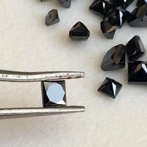 2-2.5mm Black Diamond Princess Cut, Loose Natural Sparkling Princess Square Black Diamond For Jewelry (5Pcs To 20Pcs Options) - DDP23