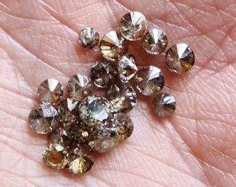 3-4mm Cognac Solitaire Diamonds Brown Polished Full Cut Round Melee Diamond  Brilliant Cut For Jewelry (5Pc To 10Pc)