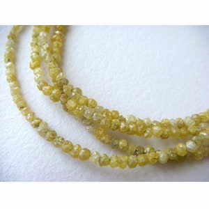 1.5mm To 2.5mm Yellow Rondelle Beads, Yellow Raw Diamonds, Conflict Free Diamond, Rough Diamonds, Natural Diamond Rondelle (4IN To 8IN)