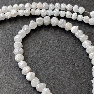 2.5-4mm Natural White Grey Raw Diamond Beads, Rough Diamond Rondelle Beads, White Grey Diamond Beads, Diamond Jewelry (4IN To 16IN) - PPD173