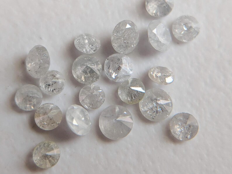 5 Pcs PPD415 1.8-2.2mm White Brilliant Cut Polished Round Diamonds Natural White Faceted Round Cut Diamond Sparkling White Solitaire