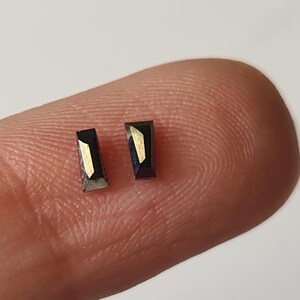 Conflict Free BLACK Tapered Baguette Diamond, Natural 4x2 mm Baguette Cut Diamond Rectangle Faceted Diamond for Earring, Matched Pair-PDD836