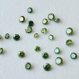 5 Pcs 1.5-2.5mm Green Round Brilliant Cut Melee Diamonds Loose, Tiny Solitaire Faceted Natural Loose Accent Diamonds For Jewelry - PPRK3