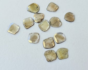 5.5-6mm Brown Diamond Slice, 4 Pcs Brown Square Faceted Diamond Slice, Diamond Polki Slice, Loose Diamond Slice for Jewelry - PPKJ17