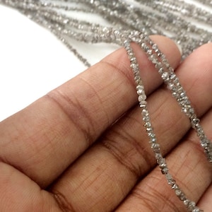 1.5-2.5mm Champagne Brown Rough Rondelle Diamond Chip Beads, Sparkling Champagne Brown Raw Uncut Diamond For Jewelry (4IN To 16IN Options)