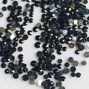1.5-2mm Black Diamonds Rose Cut Treated Melee Black Round Flat Back Diamond Cabochon Engagement Ring (5Pc To 10Pc)