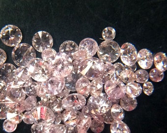 1-2mm Pink Brilliant Cut Polished Round Diamonds, Faceted Loose Natural Diamond, Sparkling Pink Solitaire Diamond (10Pcs To 40 Pcs Options)