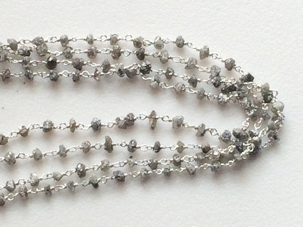 2.53.5mm Grey Raw Diamonds Rosary Chain Grey Rough Diamond Etsy