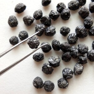 4-5mm Black Round Diamonds, Black Rough Diamond, Natural Black Raw Diamond, Uncut Diamond, Conflict Free Black Diamond (2Pcs To 10Pcs)
