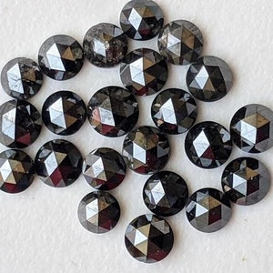 2-2.5mm Rare Round Flat Back Rose-Cut Diamonds, Natural Black Rose Cut Diamond Cabochons for Ring/Jewelry Making (5Pcs To 10Pcs) - DRCB