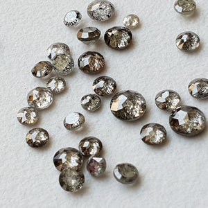 1-1.5mm Salt And Pepper Rose Cut Diamond, 5 Pieces Rare Natural Salt & Pepper Tamboli Diamond Cabochon, Loose Rose Cut Diamond