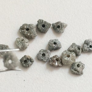 8.5mm Large Hole Grey Rough Diamond Beads, 1mm Drilled Grey Diamond, Chain It And Wear It, Conflict Free Diamond (1Pc To 5Pc Options)