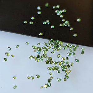 5 Pcs 1.3-1.7mm Green Round Brilliant Cut Melee Diamonds Loose, Tiny Solitaire Faceted Natural Loose Accent Diamonds For Jewelry - PPRK4