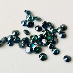 40 Pcs Faceted Blue Brilliant Cut Round Diamonds 1 Carat 1-2mm Natural Diamond