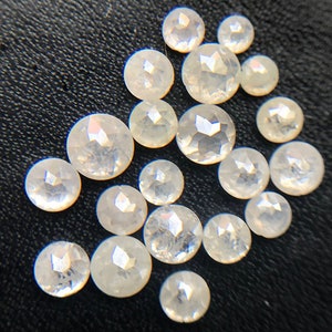 2-3mm Rare Round Flat Back Rose-Cut Diamond, Natural White Rose Cut Diamond Cabochons for Engagement Ring/Jewelry (2Pcs To 6Pcs) - PUSPD77