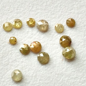 2.5-3mm Rare Round Flat Back Rose-Cut Diamond, Natural Yellow Rose Cut Diamond Cabochons for Wedding Ring/Jewelry (2Pcs To 8Pcs) - VIC568