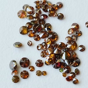 5 Pcs 1.2-2.5mm Red Brown Round Brilliant Cut Melee Diamonds Loose, Solitaire Faceted Natural Loose Accent Diamonds For Jewelry - PPRK2