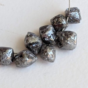 4.5-6mm Grey Raw Diamond Octahedron Drilled,  Natural Diamond Crystal, Grey Rough Raw Diamonds, Uncut Diamond 4pcs  - PPD347