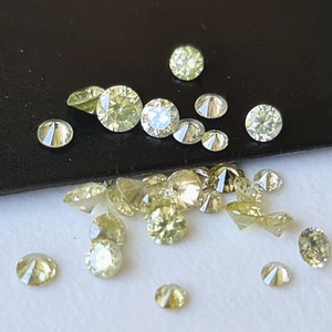 5 Pcs 1.5-2.9mm Light Yellow Round Brilliant Cut Melee Diamonds Loose, Solitaire Faceted Natural Loose Accent Diamonds For Jewelry - PPRK1
