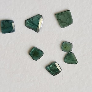 3-4mm Blue Diamond Slices, 7 Pcs Faceted Blue Diamond Slices, 0.55 Cts Beautiful Blue Diamond Polki, Blue Diamond Slice For Jewelry - PPD999