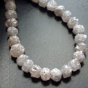 4-4.5mm Perfect Natural Rondelle Grey White Raw Diamond Beads, Large Rough Diamond Round Beads, Grey Diamond Beads (2IN To 8IN) - DDP147