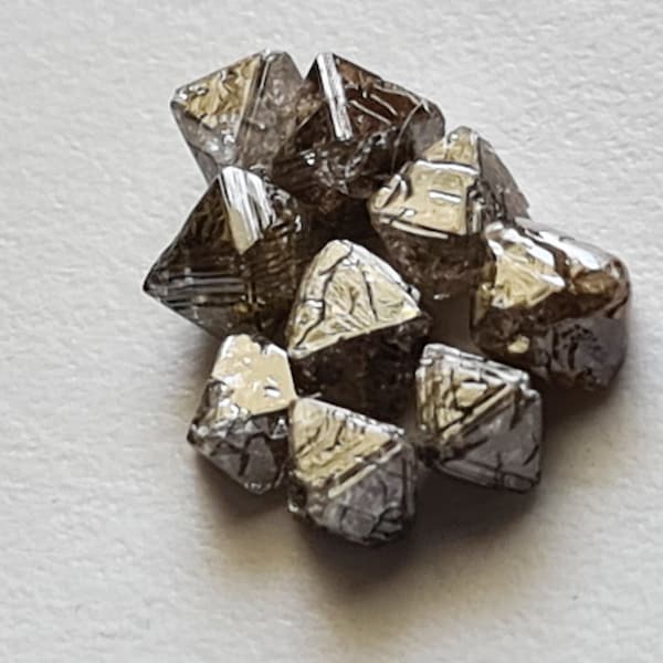 5-6mm Brown Raw Diamond Octahedron Crystal, 1 Pc Natural Rough Raw Uncut Diamond Crystal, Brown Smooth Loose Diamond Crystal - PPKJ5